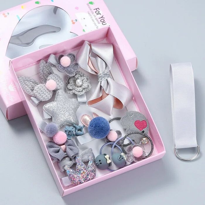 Spinki - zestaw spinek szarych do włosów dla dziewczynki,ozdoby do wło