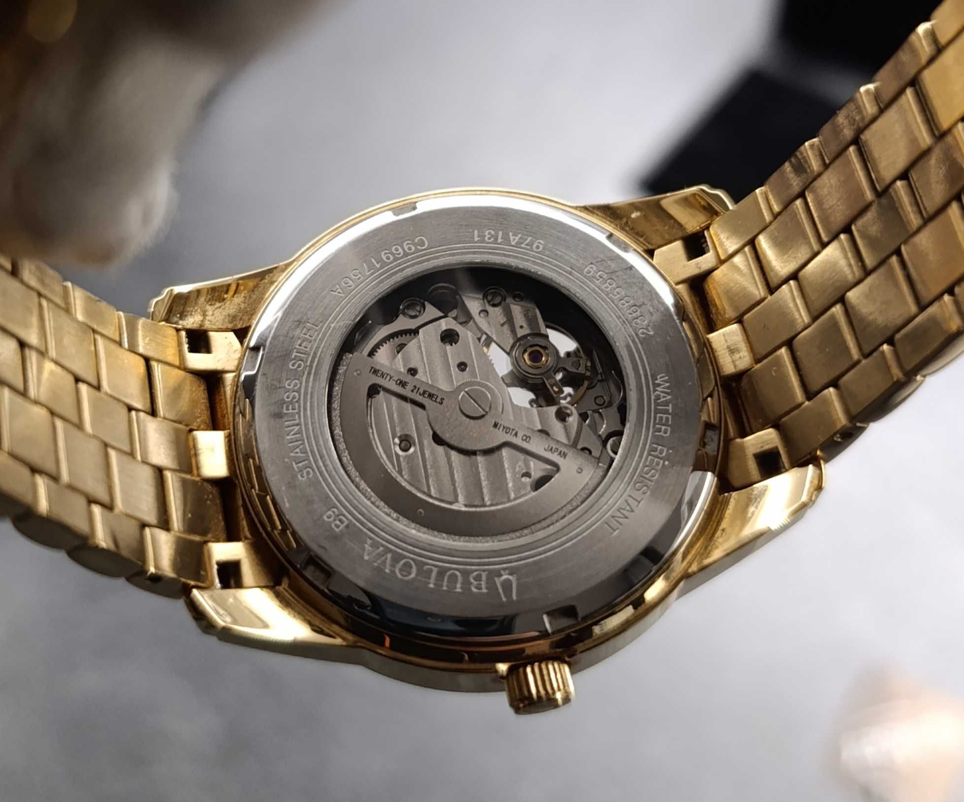 Piękny zegarek męski Bulova opean heart automatic, super stan, pudełko
