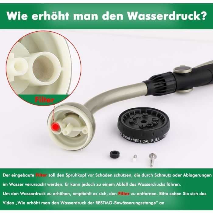 Restmo Metalowy Pręt Do Podlewania Opryskiwacz 42 Cm 10 Funkcji