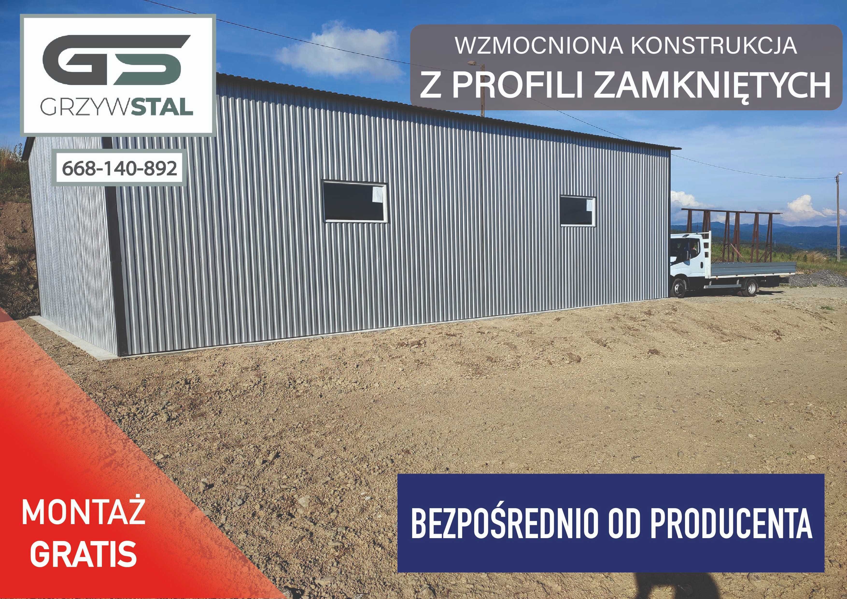 Garaż Blaszany - HALA - Magazyn na Maszyny - Rolniczy - GRZYWSTAL
