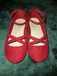 sabrinas elegantes Zara tam 28-29 veludo vermelho com tachas douradas