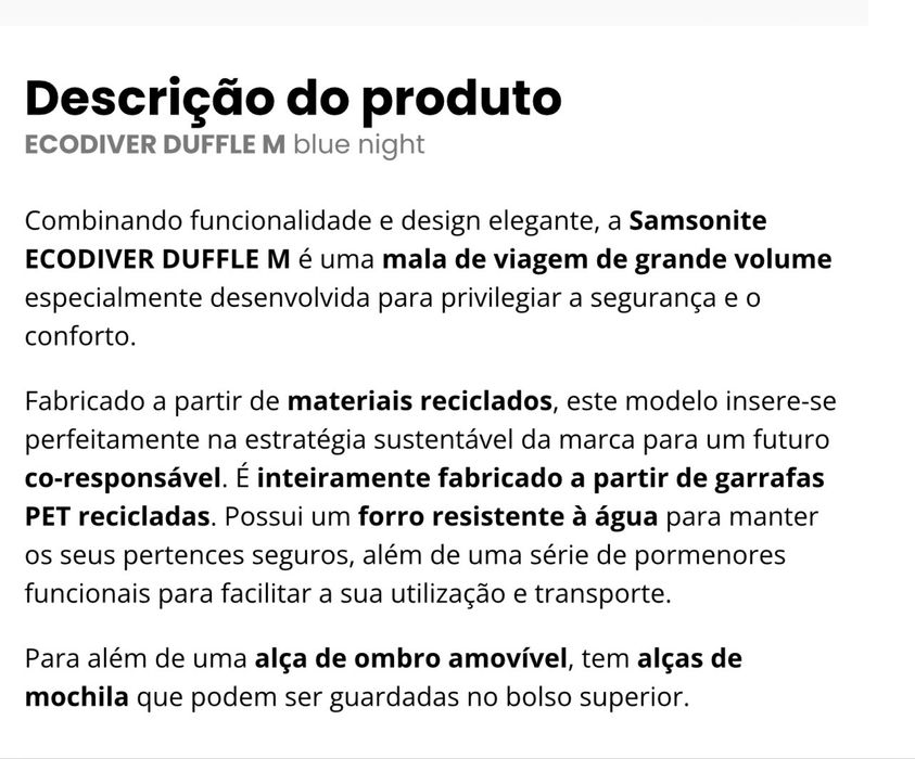 Saco de viagem samsonite novo Duffle M