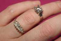 dwa srebrne pierścionki z cyrkoniami