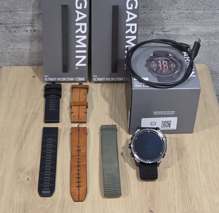 Garmin Fenix 8 47mm AMOLED Sapphire, gwarancja, JAK NOWY + paski