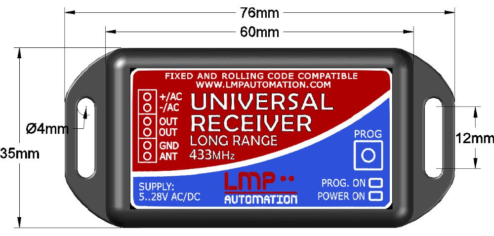 RXU01 Receptor Comandos Portão Universal Codigos Fixos + Rolling Code