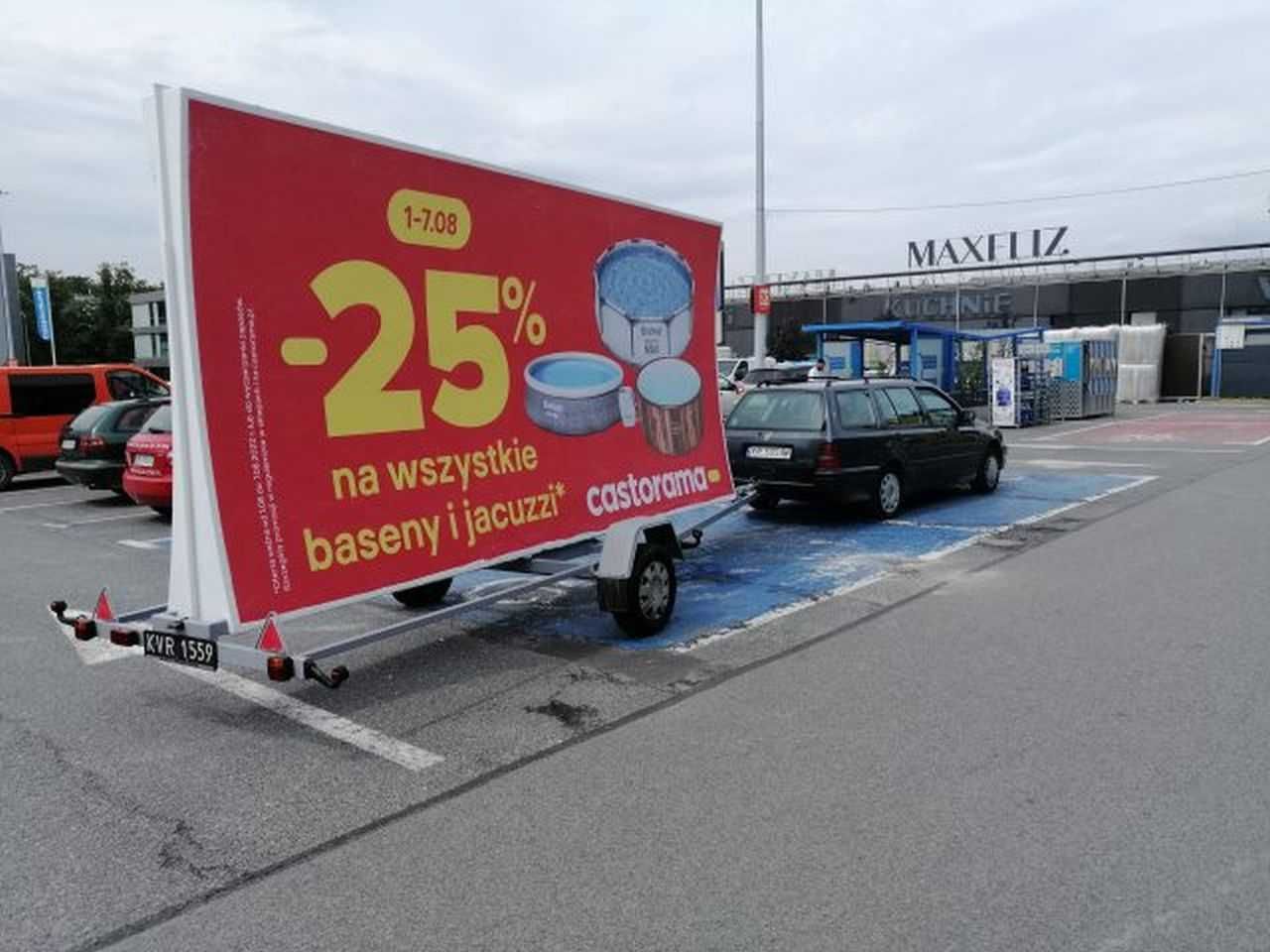 Przyczepa reklamowa, reklama mobilna Kraków Śląsk Warszawa
