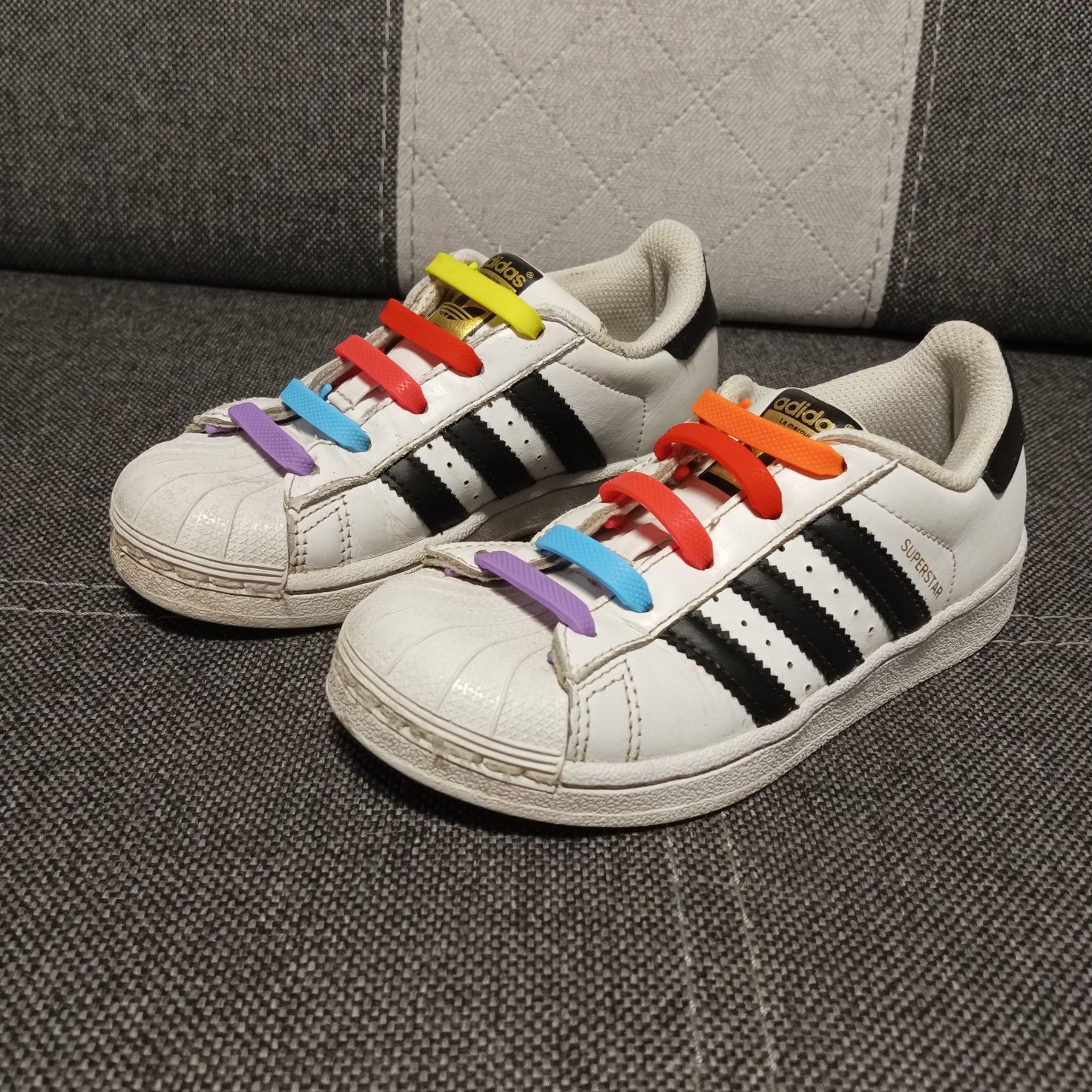 Buty dziecięce unisex Adidas Superstar białe z czarnymi dodatkami