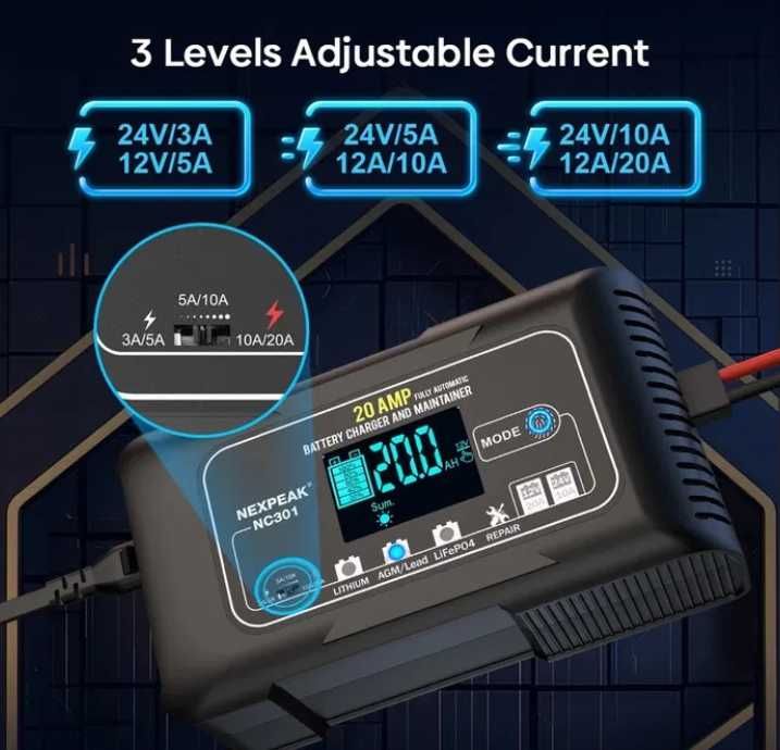 Зарядное устройство Зарядний пристрій Nexpeak 12-24v 20A Для Всех  АКБ