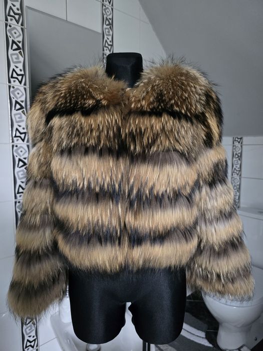 Jenot futro naturalne 36 38 brazowe kurtka