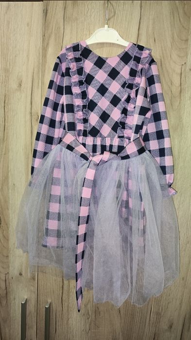 Сукня в клітинку тепла з рукавом