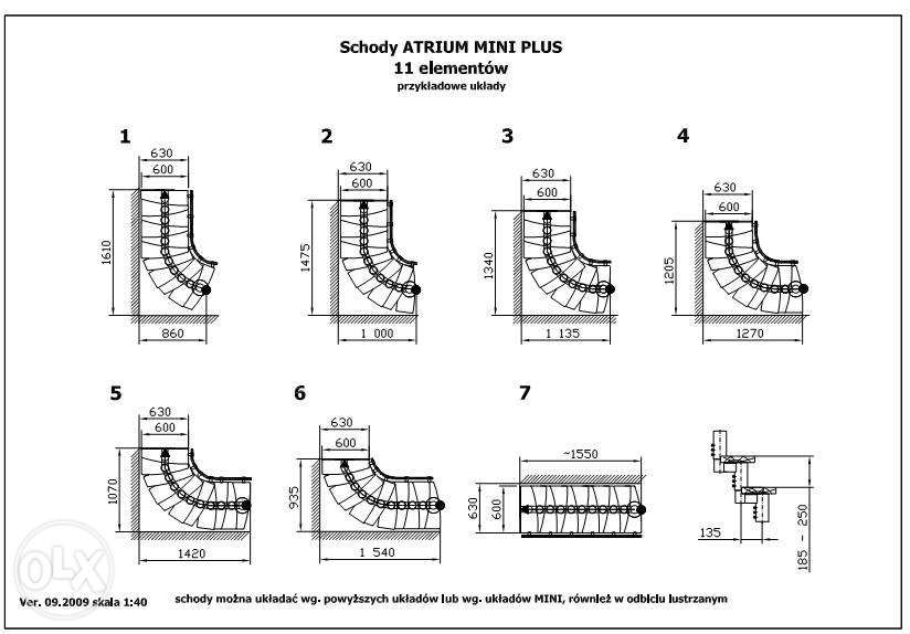Schody modułowe Atrium Mini Plus 11 elementów; stopnie olcha naturalna