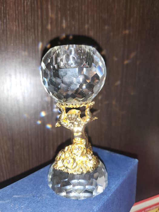 Кришталевий свічник Ангел с позолотою