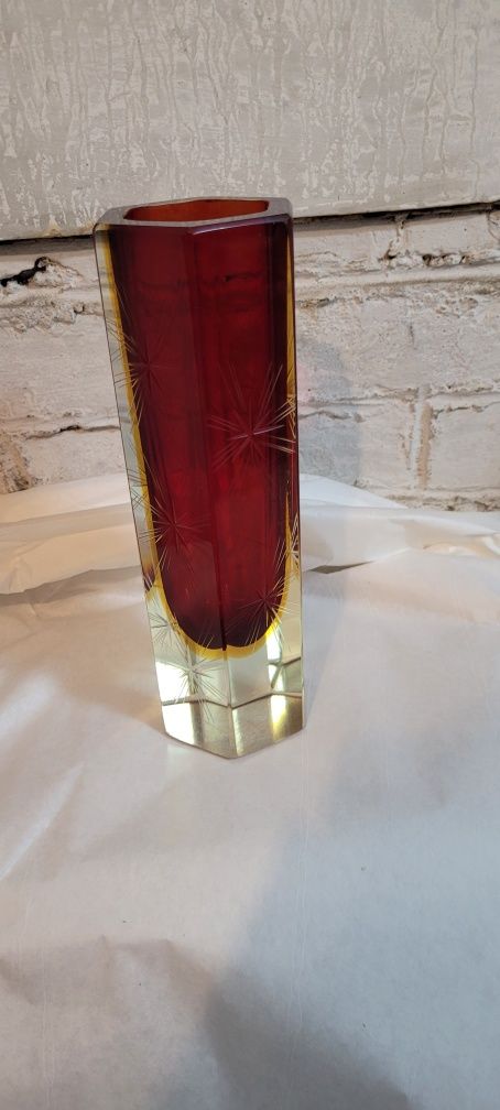 Gruby wazon Murano Sommerso, Vintage ciezki