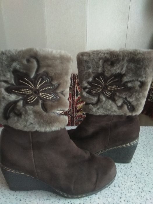 Замшевые, женские сапоги