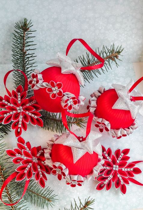 Bombki choinkowe ręcznie dekorowane komplet 3 sztuki