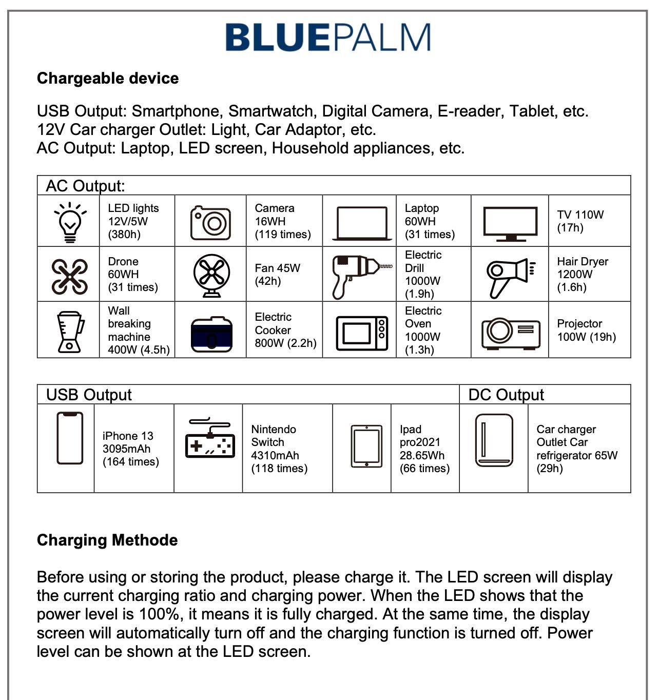 BLUEPALM Power Station BP-S2000F