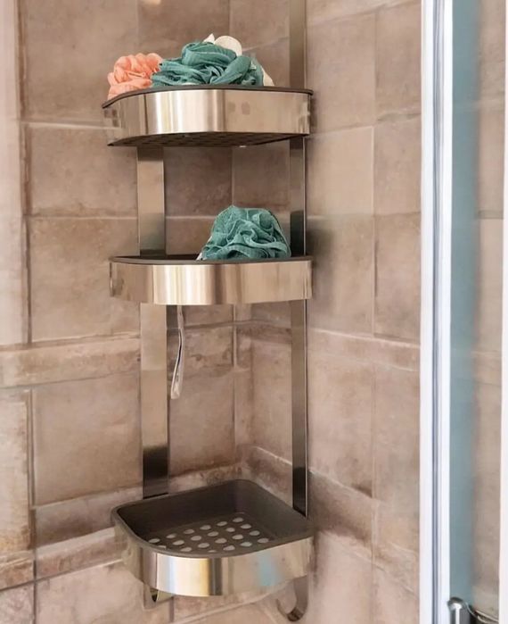 IKEA .Угловые настенные полки в ванную из нержавеющей стали BROGRUND .