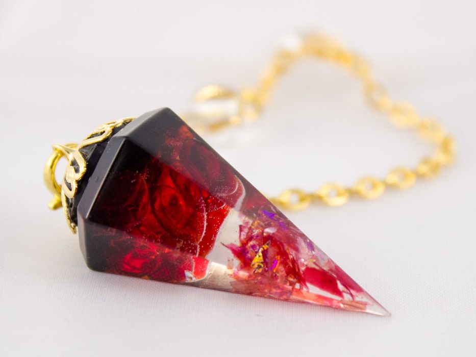 Piękne Wahadełko Wahadło Orgonit Czerwona Glazura Kryształowa Pajetki