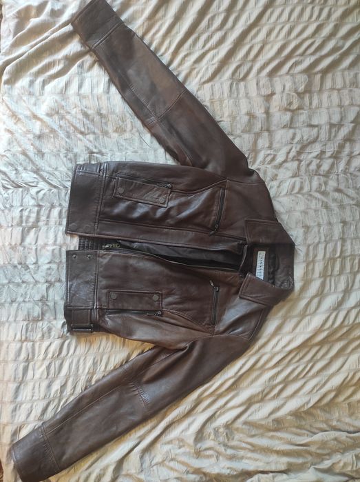 Ідеальна жіноча куртка Zara Basic, 100% натуральна шкіра, M