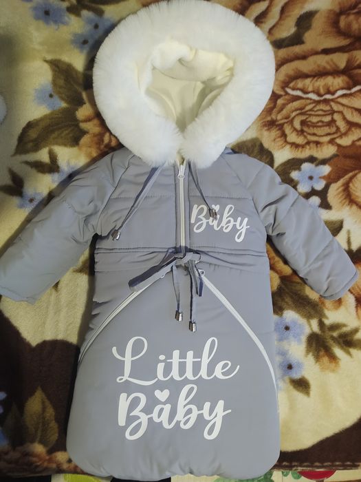 Дитячий зимовий комбінезон трансформер 3в1 на овчині 0-2 роки