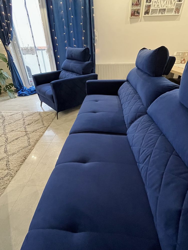 Zestaw wypoczynkowy sofa, fotel Scandic Feniks Magic velvet