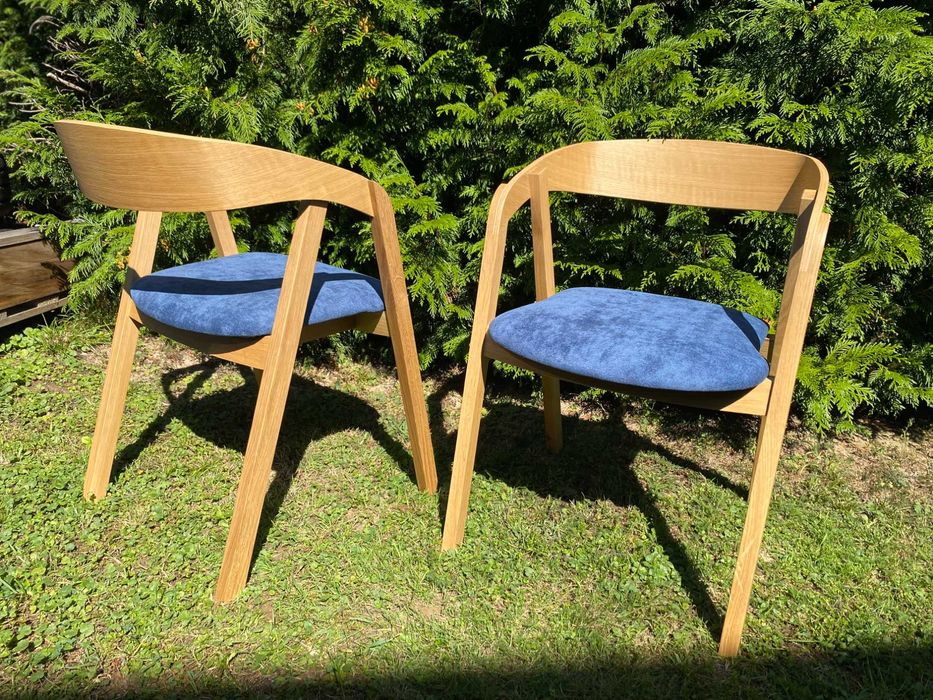 Krzesło dębowe K-100, stół dębowy okrągły rozkładany /loftowy, LOFT-L