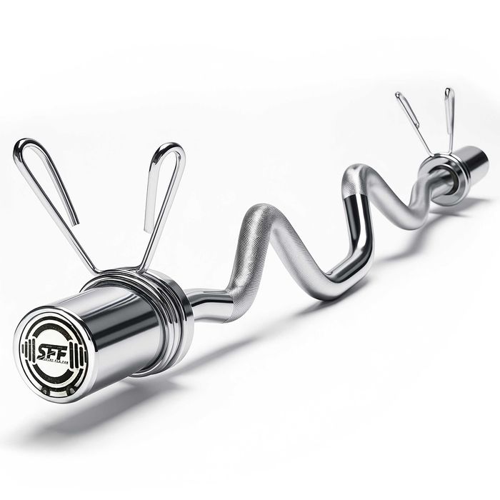 Gryf mocno łamany olimpijski łożysko 120cm sztanga 50mm + zaciski