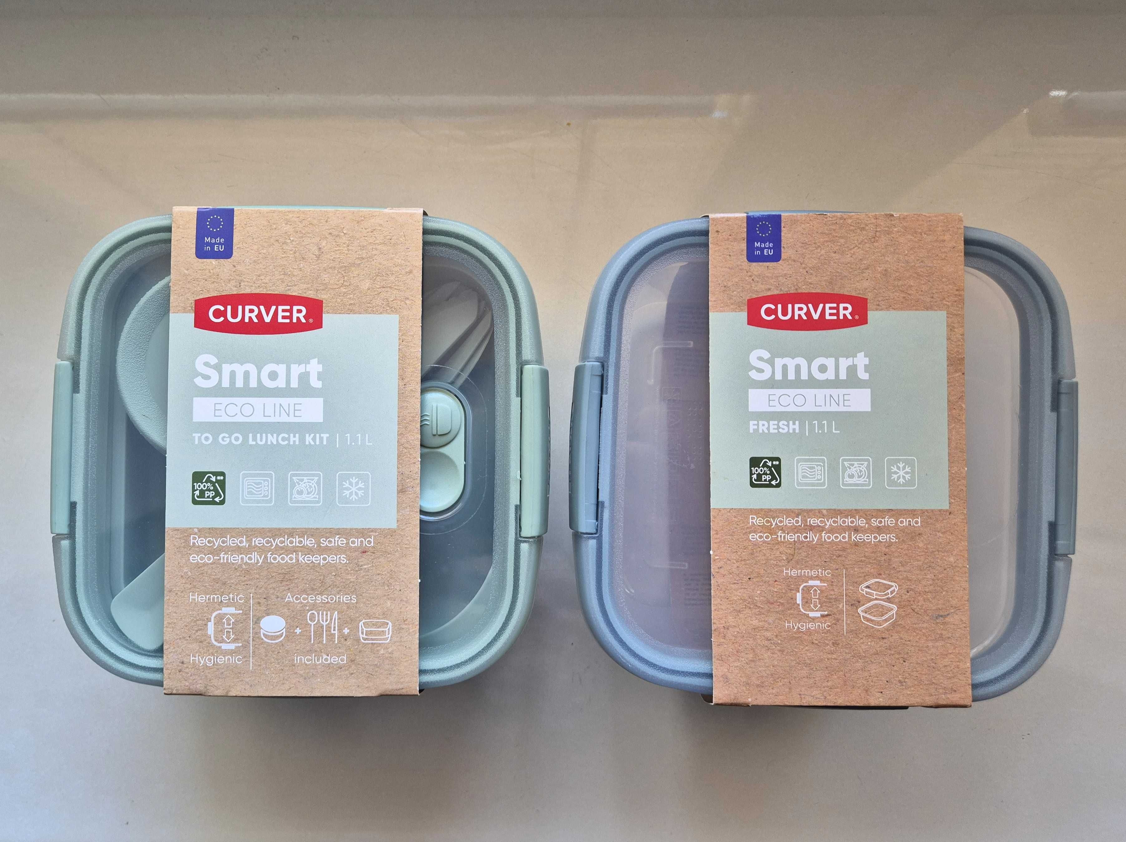 Zestaw NOWYCH pojemików na żywność Curver Smart Eco  2 x 1,1l lunchbox