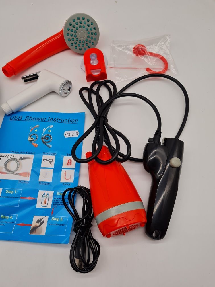 Prysznic kempingowy z pompką zanurzeniową przenośny USB