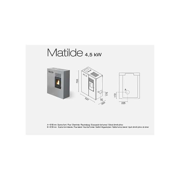 Piec wolnostojący na pellet Matilde Evacalor 4,5 kW