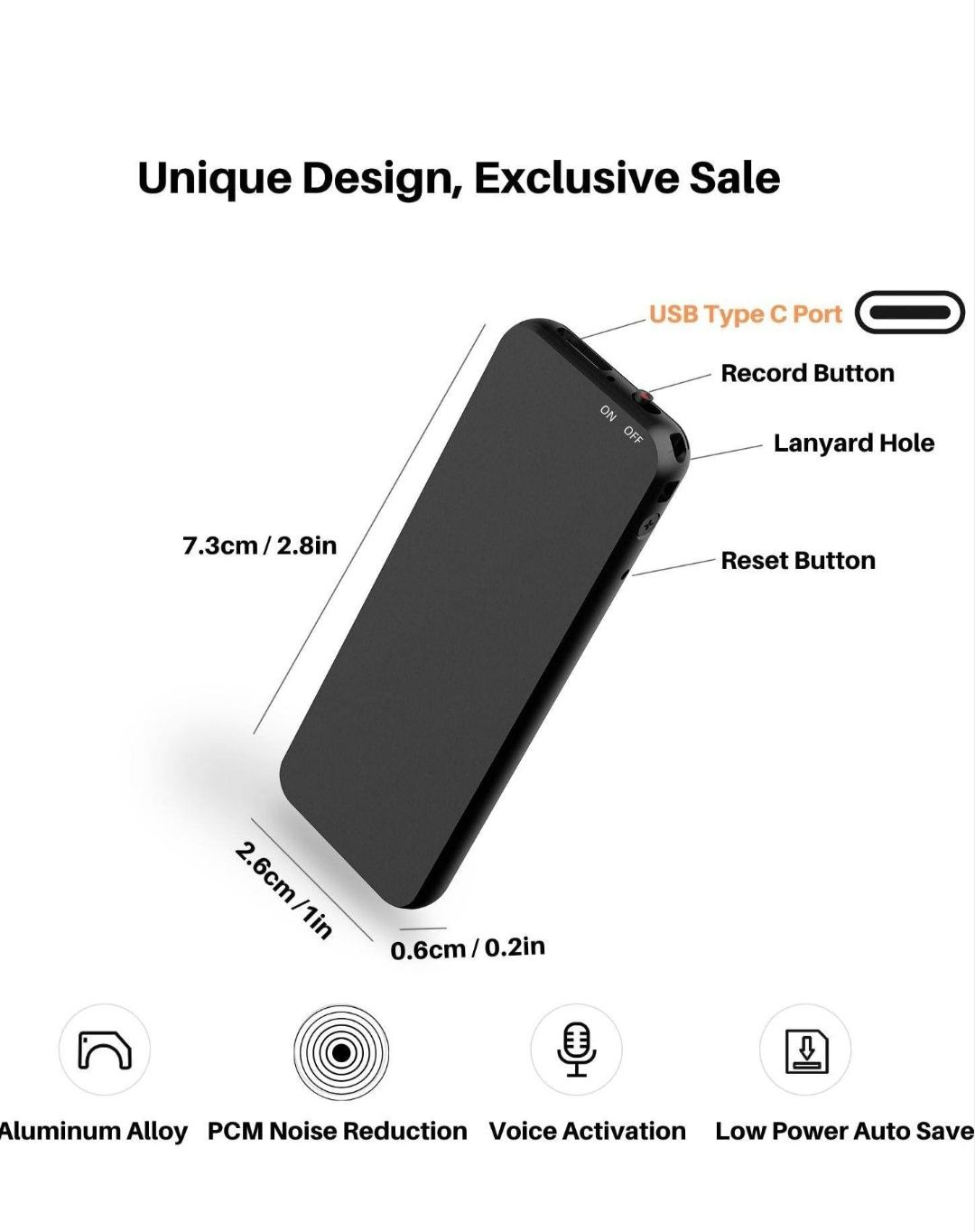 Vivaniir Dyktafon z aktywacją głosową 64 GB