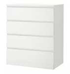 Nova - MALM Cómoda c/4 gavetas, branco, 80x100 cm