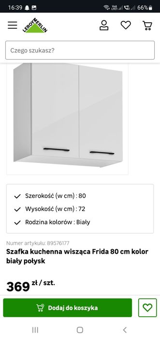 Nowa szafka wisząca Frida 80 cm biały połysk