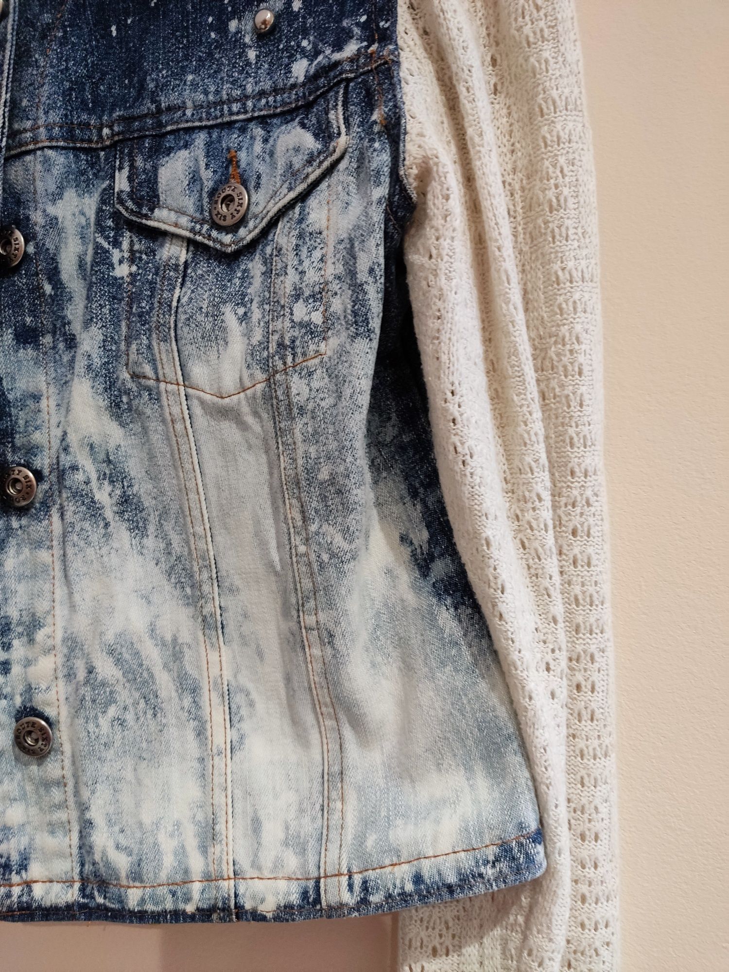 Kurtka DIY jedyna taka katana jeansowa ćwieki farbowana ręcznie szyta