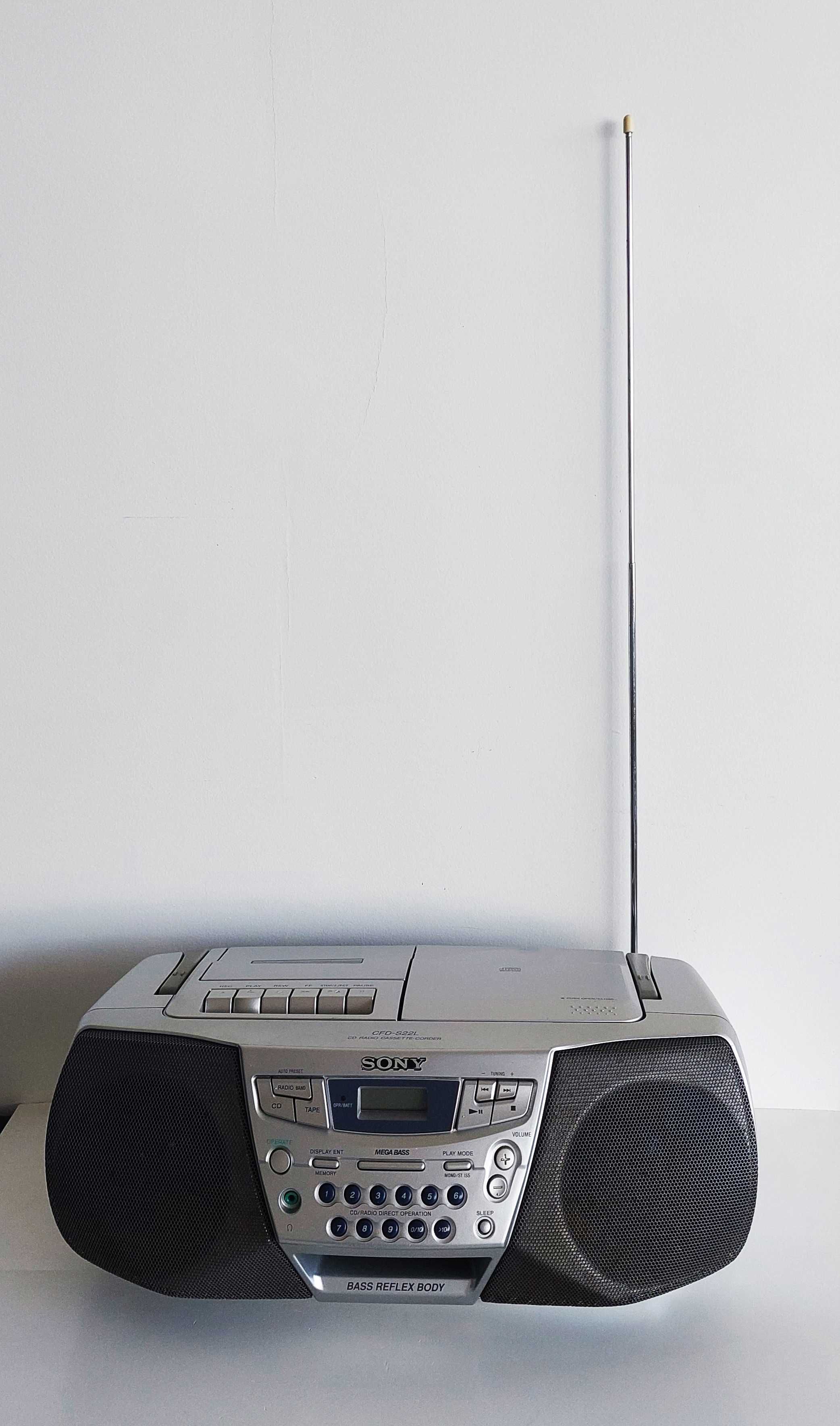 Rádio AM/FM leitor gravador de cassette e leitor de CD Sony CDFD-S22L