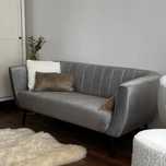 Sofa + Fotel Komplet Mebli Szary Welur Monolith Art Deco Modern