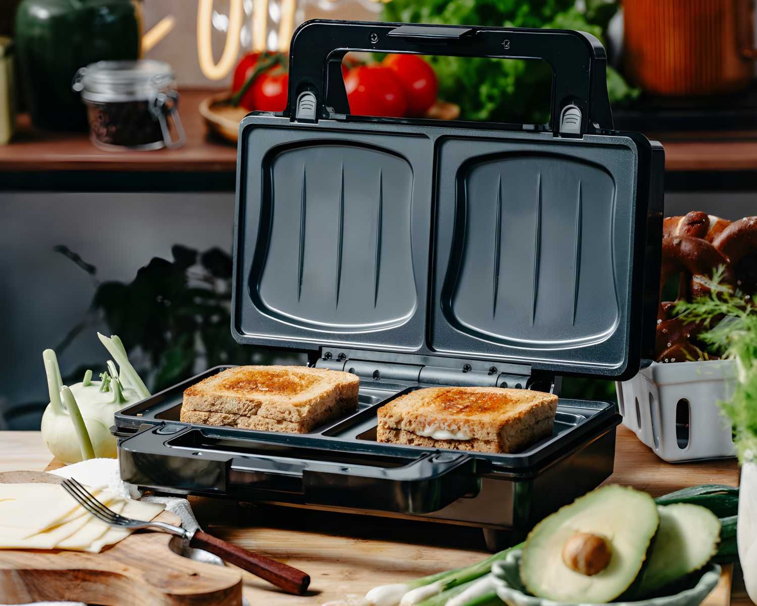MOCNY Opiekacz Do Kanapek 2w1 Grill Elektryczny Panini WYMIENNE PŁYTKI