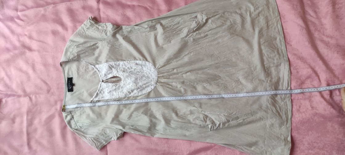 Sukienka SILVER MOON S tunika ciążowa letnia szara z kieszeniami 100%