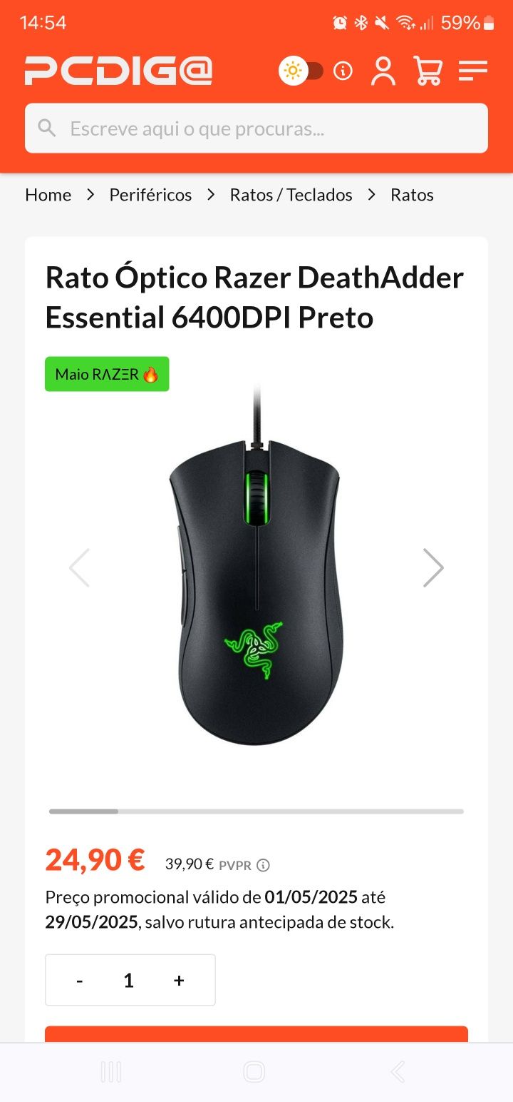 Teclado e rato gaming RAZER (novos c/garantia)