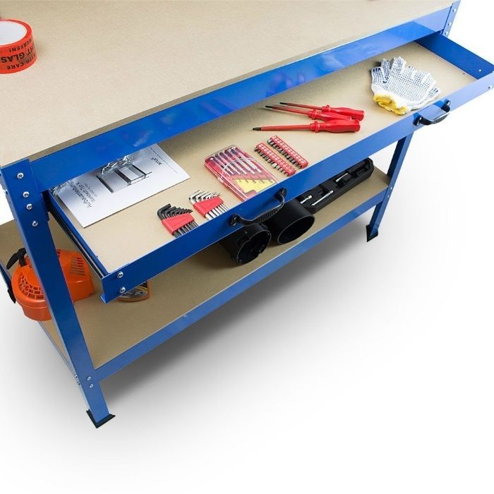 Stół narzędziowy do garażu/warsztatu z szufladą i uchwytami - PROMOCJA
