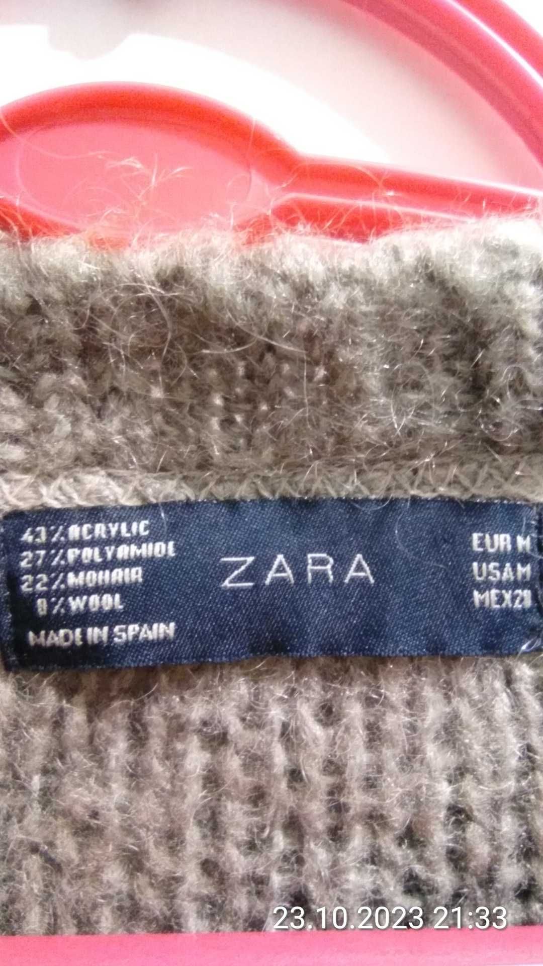 ZARA Szary, długi sweter oversize M
