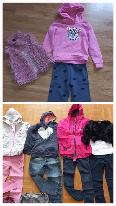 Пакет вещей на девочку 5-6лет куртка ветровка, кофта меховушка, платья