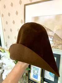 Kapelusz Bucket 100% Wełna czapka damska brązowy