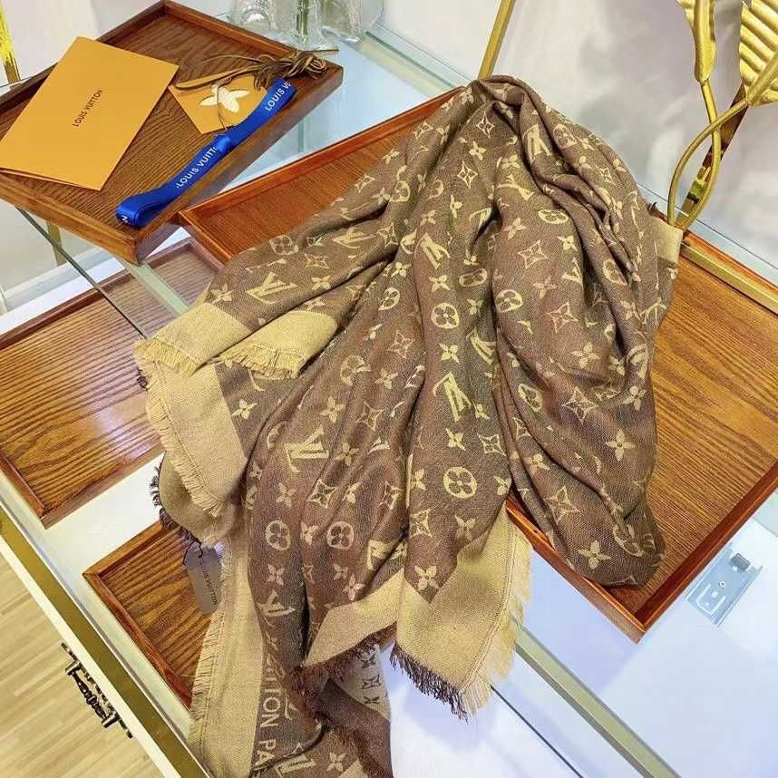 Louis Vuitton, Szal szalik chusta apaszka damski kasmir, Francja 67-32