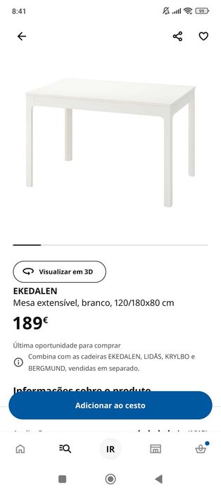 Mesa de refeição extensível ikea