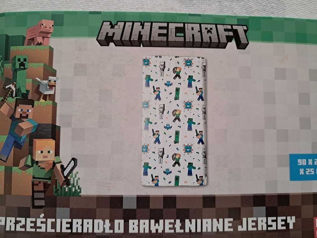 Prześcieradło z gumką bawełna jersey MINECRAFT 90x200