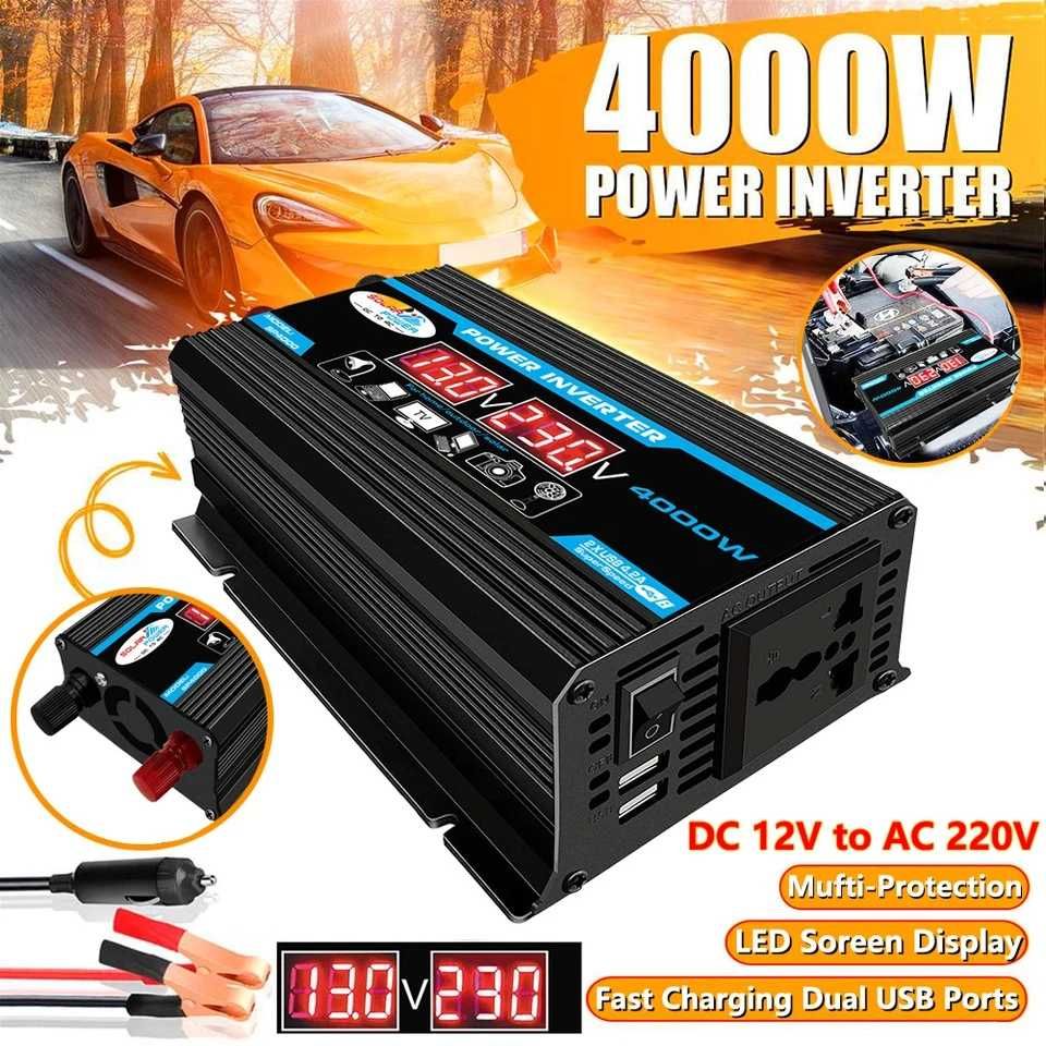 Inversor e conversor de tensão USB 
12V, 220V, 4000W