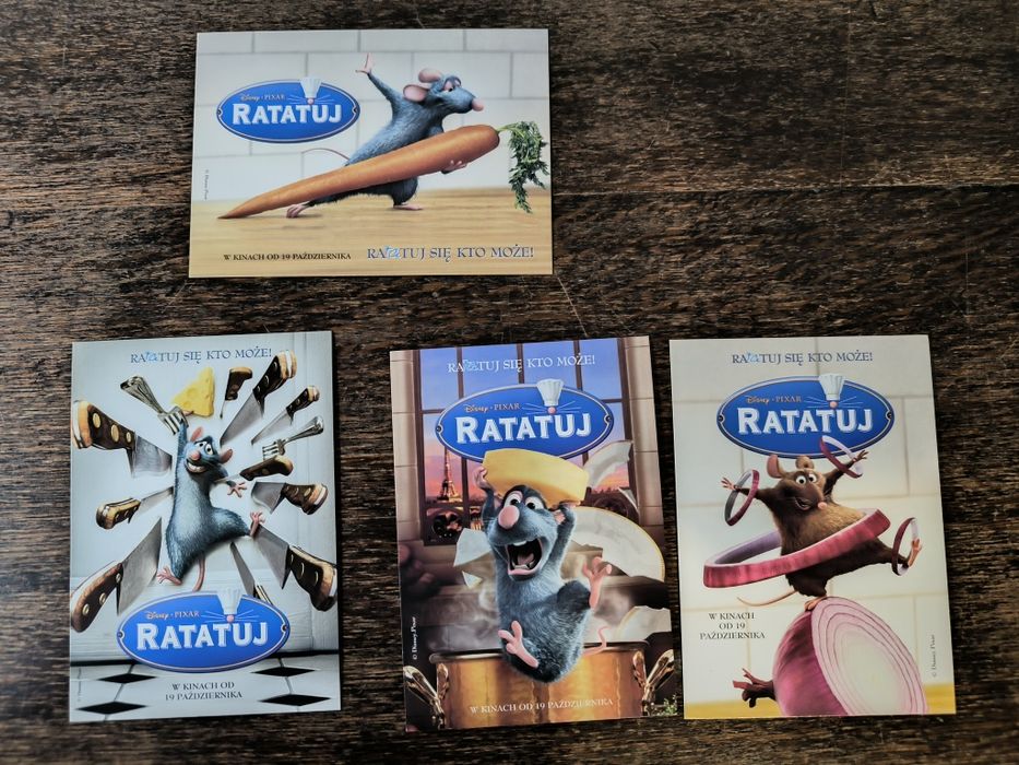 Ratatuj 4 x pocztówka Disney , ulotki filmowe