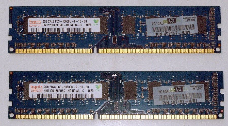 память Hynix 2х2 Gb DDR3-1333