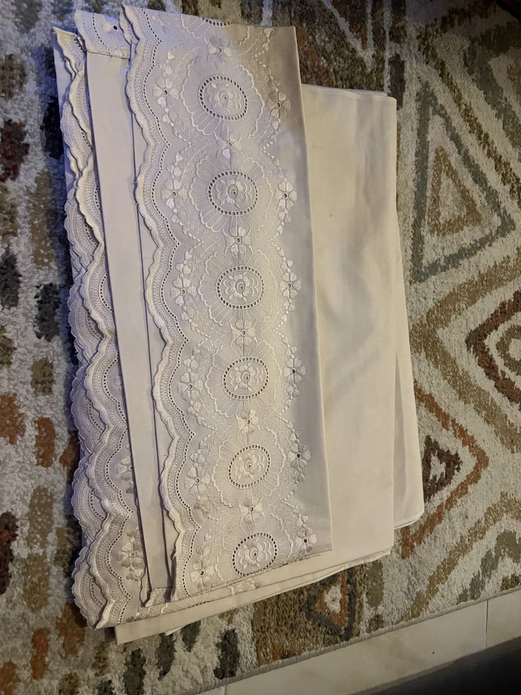 Varios lencois de algodao com bordados mais lindos para cama de casal